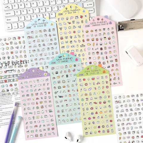 Cartoon Little Pudding Daily DIY Decorative Stickers Cute PET Synthetic Paper Illustration For Diary Journal Phone Case