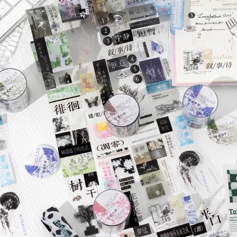 Nastro Decorativo PET Serie Circular Poetry Fiori Oceano Foresta Poesia Masking Tape per Scrapbooking DIY Artigianato