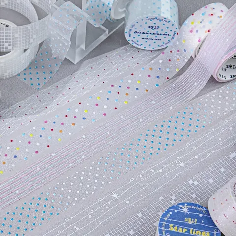 Candy Poetry Nastro Decorativo PET Traslucido con Sabbia Flash Minimalista Fai da Te Masking Tape per Journaling Cancelleria