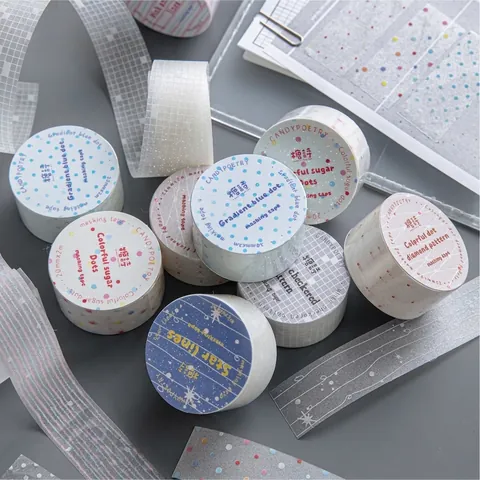 Candy Poetry Nastro Decorativo PET Traslucido con Sabbia Flash Minimalista Fai da Te Masking Tape per Journaling Cancelleria