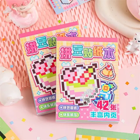 DIY Pixel Art Mosaic Sticker Book Educational Puzzle Toy For Kids Girls Handmade Craft Stress Relief Stationery Scrapbooking Gift