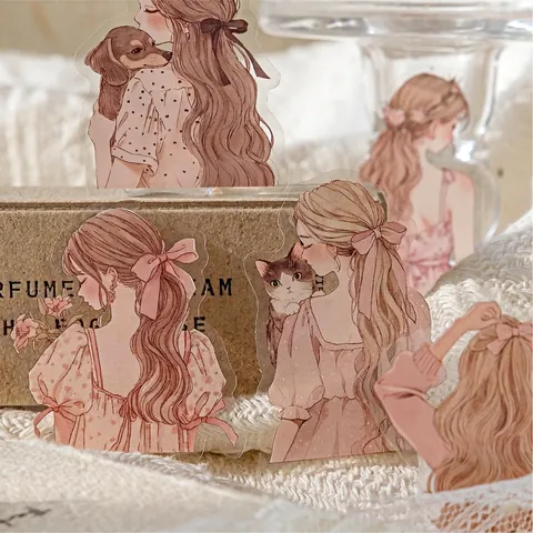 Vintage Retro Figuren PET Aufkleber Wasserdicht Illustration Journal Dekorative Scrapbooking DIY Handkonto Material Dekor