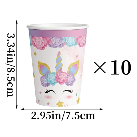 Stoviglie per Feste Usa e Getta a Tema Unicorno Piatti di Carta Bicchieri Posate in Plastica per Compleanno Bambini