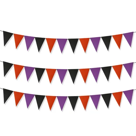 Halloween Dreieck Wimpelkette Banner Schwarz Orange Lila Papier Wimpel Girlande Für Party Home Decor Hängende Dekoration