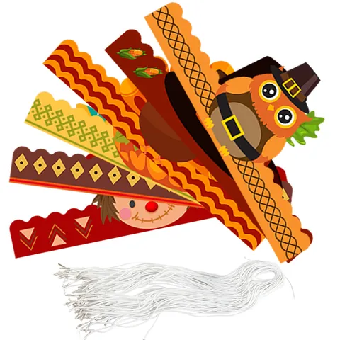 Thanksgiving Party Paper Crown Hats Turkey Pumpkin Owl Cartoon Decorations For Kids Harvest Festive Headband Supplies
