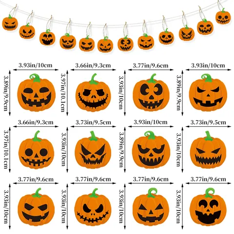 Halloween Pompoen Schedel Papieren Hanglabels Met Henneptouw Voor Buiten Tuin Veranda Feestelijke Feest Sfeer Decoraties