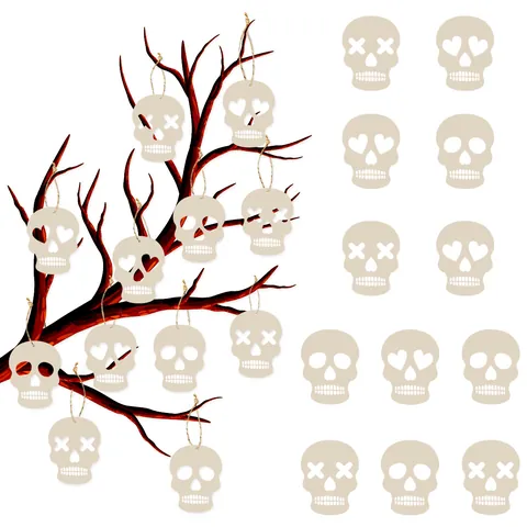 Etichette Sospese a Teschio di Halloween Ornamenti in Carta a Faccia di Fantasma Con Corda Per Decorazione Festa Casa