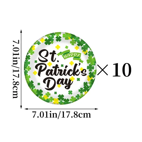 Set di Stoviglie Usa e Getta San Patrizio Piatti di Carta a Trifoglio Verde Bicchieri Coltelli Forchette Cucchiai in Plastica