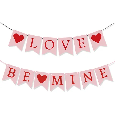 Valentinstag LOVE BE MINE Papierbanner Schwalbenschwanz Herz Girlande Für Hochzeit Party Jahrestag Romantische Deko