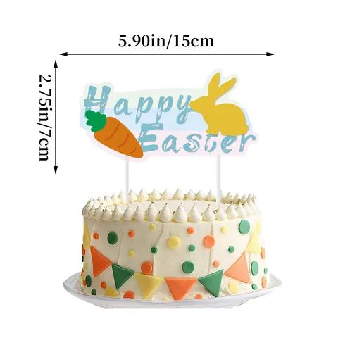 Happy Easter Macaron Bunny Banner Cake Topper Spiral Hanging Decorations With Pom Poms Kids Party Celebration Ornament