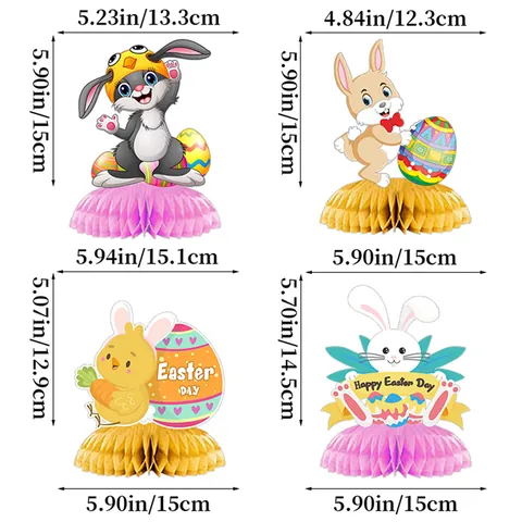 Easter Honeycomb Paper Centerpieces Bunny Chick Egg Pattern Decorations For Kids Party Table Desktop Decor Home Ornament