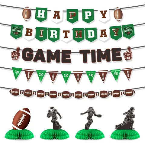 Decorazione per Feste a Tema Football Americano Super Bowl Striscione Compleanno Bandierine Ornamenti a Nido d'Ape Carta