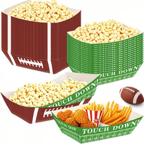 Bandejas de Papel para Alimentos para Fiesta de Fútbol Americano Patrón de Campo de Fútbol Bandejas Desechables Decoración