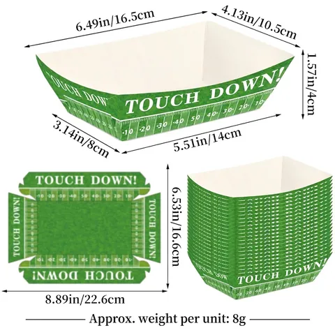 Bandejas de Papel para Alimentos para Fiesta de Fútbol Americano Patrón de Campo de Fútbol Bandejas Desechables Decoración