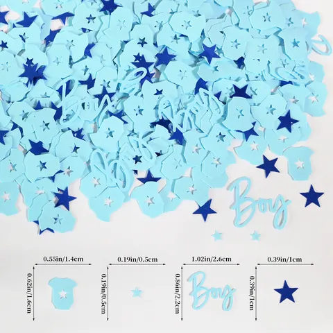 Coriandoli per Festa di Rivelazione del Genere Baby Shower Decorazioni da Tavola in Carta Con Stelle e Forme di Pagliaccetto