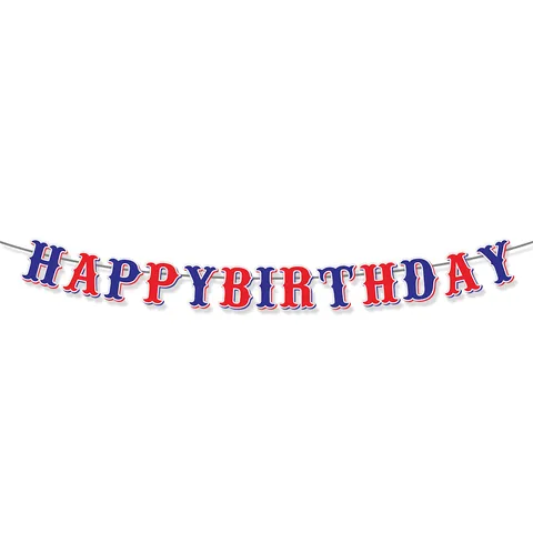 Banner Festa Compleanno Baseball Rosso Blu Bianco Happy Birthday Ghirlanda Tema Sportivo Decorazione Appendere Festa Bambini