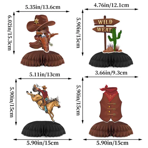 Western Cowboy Birthday Party Desktop Decorations Honeycomb Ball Centerpieces For Wild West Theme Kids Gift Ornaments