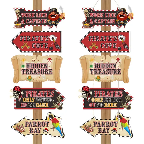 Cartelli da Giardino a Tema Pirata Con Teschio Mappa del Tesoro Pappagallo Bussola per Decorazione Esterna Festa di Compleanno