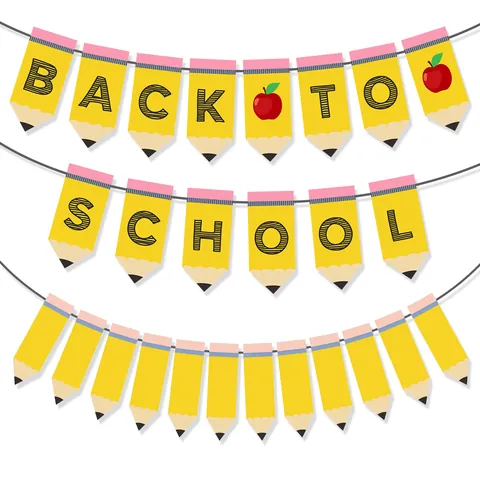 Striscione Matita Back To School Ghirlanda di Carta a Forma di Matita Gialla per Decorazione Aula Festa Scuola