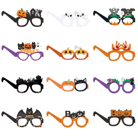 Halloween Party Decoration Glasses Pumpkin Ghost Bat Paper Eyewear For Masquerade Cosplay Costume Props Men Women Kids