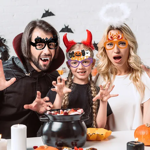 Halloween Party Decoration Glasses Pumpkin Ghost Bat Paper Eyewear For Masquerade Cosplay Costume Props Men Women Kids