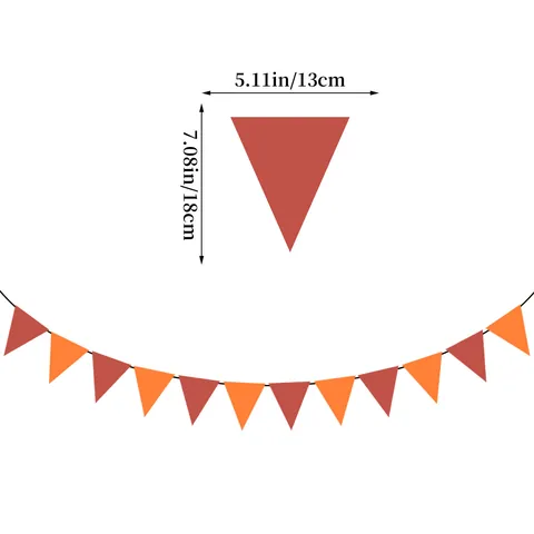 Orange Yellow Rust Birthday Party Banner Triangle Bunting Garland For Celebration Room Hanging Decorations Paper Material Banners
