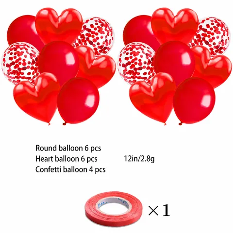 Romantic Valentine's Day Party Decoration Foil Love Balloon Heart Latex Balloons Red Rose Petals XOXO Heart Paper Garland