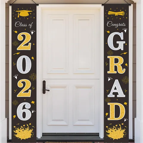 Decorazioni per Feste di Laurea Class Of 2026 Congrats GRAD Striscione per Porta Decorazione per Casa