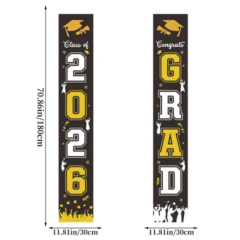 Decorazioni per Feste di Laurea Class Of 2026 Congrats GRAD Striscione per Porta Decorazione per Casa