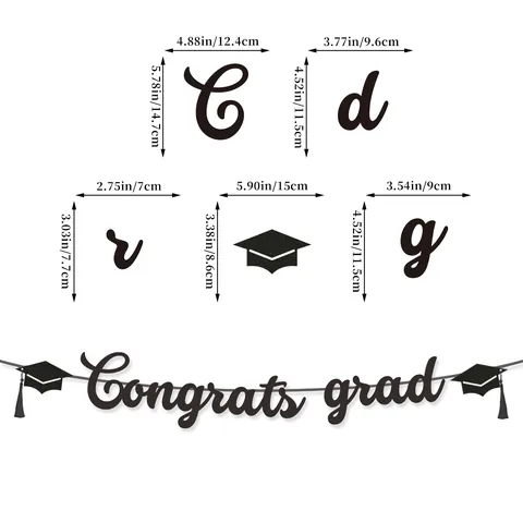 Congrats Grad Graduation Banner Glitter Paper Mortarboard Hat Banners With Tassels For Graduation Party Ceremony Decorations