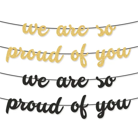 Glitter Graduation Party Banner We Are So Proud Of You Lettering Bunting For Graduation Ceremony Celebration Decorations