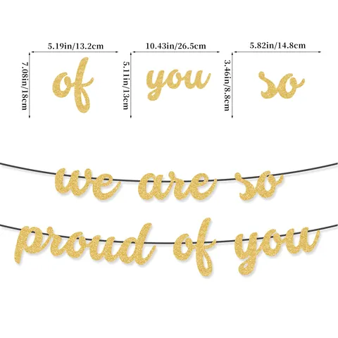 Glitter Graduation Party Banner We Are So Proud Of You Lettering Bunting For Graduation Ceremony Celebration Decorations