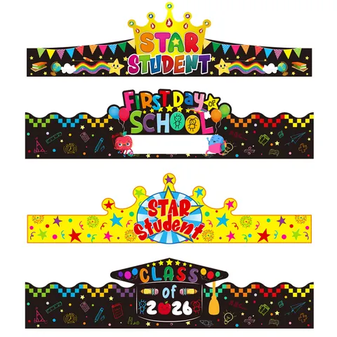 Vorschule Abschluss Papier Krone Hüte Erster Schultag Party Dekorationen Star Student Belohnung Cartoon Stirnbänder Für Kinder Klassenzimmer Aktivität