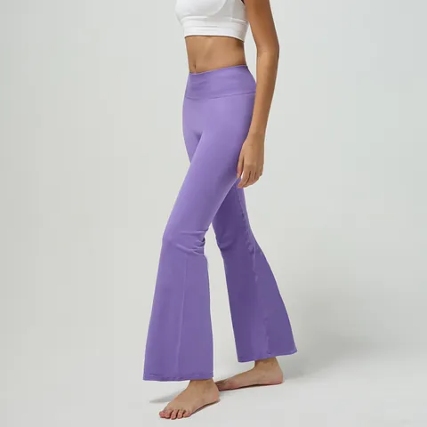 Women High Waist Flared Yoga Pants Butt Lift Tummy Control Nylon Spandex Workout Flared Leggings Sport Trousers