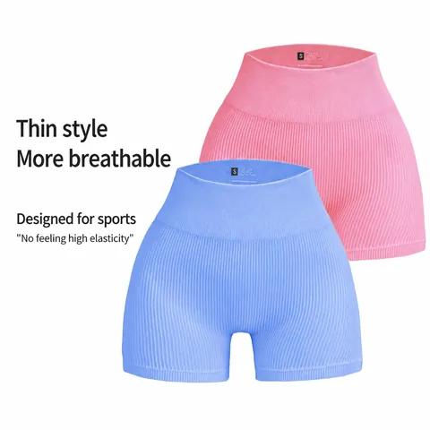 Dames Hoge Taille Naadloos Geribbelde Yoga Shorts Ademend Sneldrogend Fitness Hardlopen Wielersport Sport Bottom