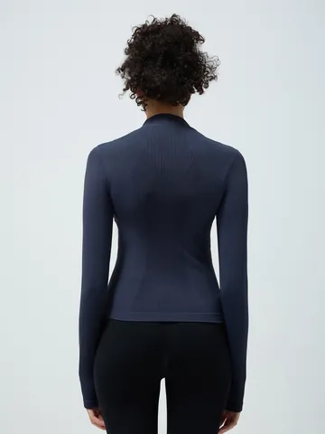 Women's Seamless Yoga Jacket Full Zip Quick Dry Workout Top Breathable Fitness Jacket with Thumbholes Nylon Spandex