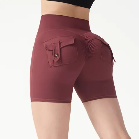 Women High Waist Cargo Pocket Yoga Pants Butt Lifting Scrunch Leggings Tummy Control Quick Dry Workout Fitness Gym Bottom