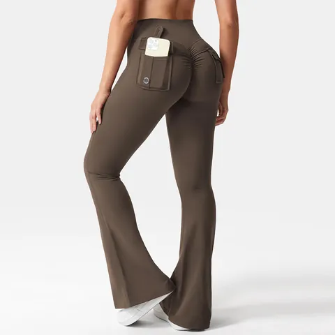 Women High Waist Cargo Pocket Yoga Pants Butt Lifting Scrunch Leggings Tummy Control Quick Dry Workout Fitness Gym Bottom