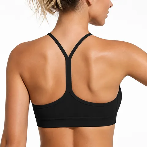 Dames Racerback Sportbeha High Impact Draadloos Gewatteerd Workout Tanktop Nylon Elastaan Spaghetti Bandjes Yoga Fitness
