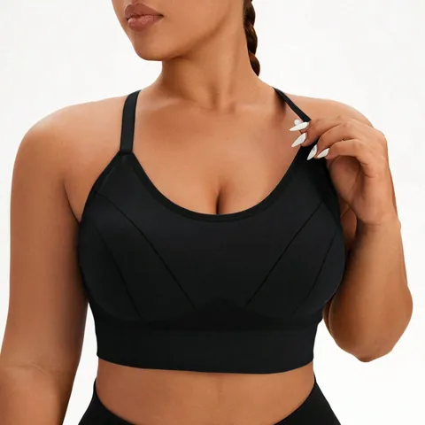 Plus Size High Impact Sports Bra For Women Seamless Shockproof Yoga Vest Cross Back Fitness Workout Tank Top Gym Bra