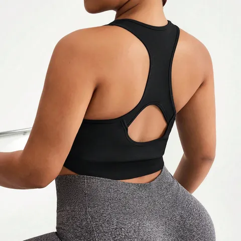 Women Plus Size Sports Bra High Support Shockproof U-Neck Yoga Vest Seamless Quick Dry Breathable Workout Gym Running Top