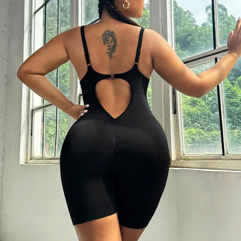 Women Plus Size Yoga Jumpsuit Nylon Spandex High Elasticity Backless Workout Bodysuit Top And Bottom Fitness Romper