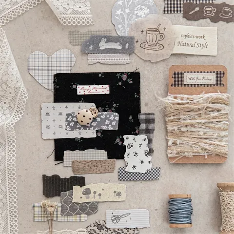 Vintage Hand-Torn Sticker Pack Cloth Washi Paper For DIY Journal Scrapbooking Fragmentary Thoughts Decorative Stickers