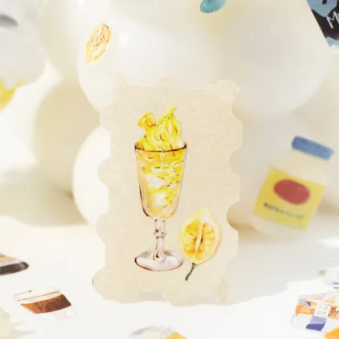 Slow Life Serie Decoratieve Stickers Voor Journaling DIY Eten Dessert Koffie Aardbei Patroon Synthetisch Papier Craft Stickers