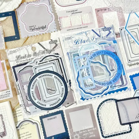 Vintage PET Rahmen Aufkleber Wasserdicht Ästhetische Film Rand Etiketten Für Scrapbooking Journaling DIY Deko Schreibwaren Verschiedene Muster