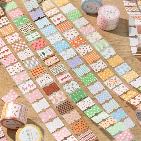 Nastro Washi Luccicante con Motivi Floreali Frutta Griglia Adesivi Decorativi per Journaling Scrapbooking Fai da Te Cancelleria