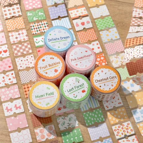 Nastro Washi Luccicante con Motivi Floreali Frutta Griglia Adesivi Decorativi per Journaling Scrapbooking Fai da Te Cancelleria