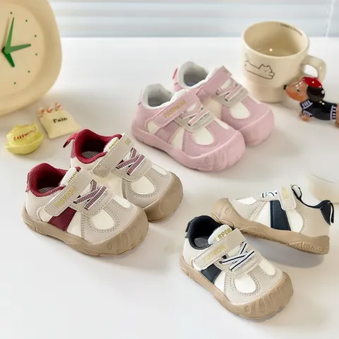 Baby First Walker Shoes Anti-Collision Soft Sole Infants Toddler Sneakers Casual Patchwork Fashion Magic Tape Walking Shoes
