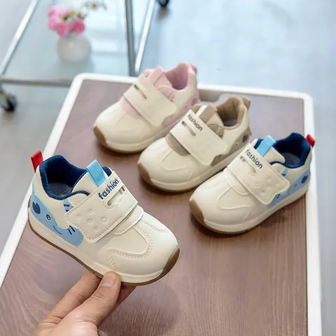 Toddler Kids Cartoon Sneakers PU Leather Velcro Casual Walking Shoes Boys Girls Comfortable Non-slip Soft Sole Sports Shoes