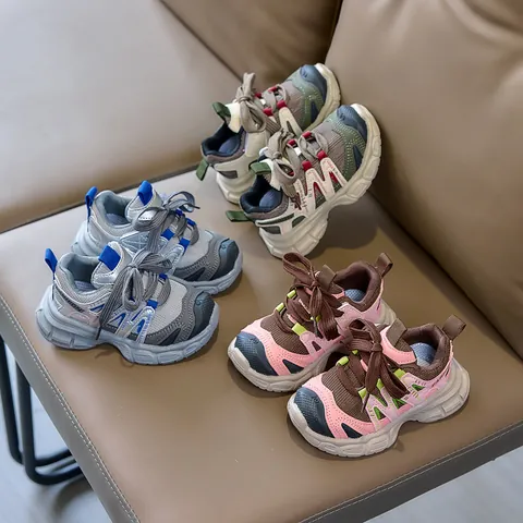 Kids Sport Shoes Mesh Breathable Fashion Boys Casual Sneakers Soft Sole Girls Running Shoes Trendy Dad Shoes